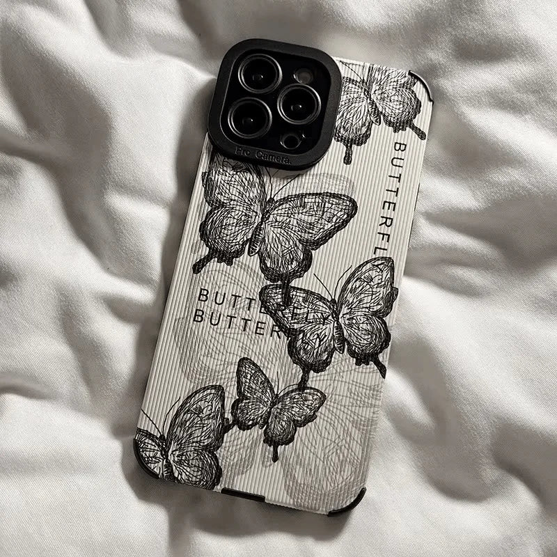 For iPhone 17 Pro Max Case Black Gold Glitter Butterfly Luxury Matte Hard Cover Compatible with iPhone 16 15 14 13 12 11