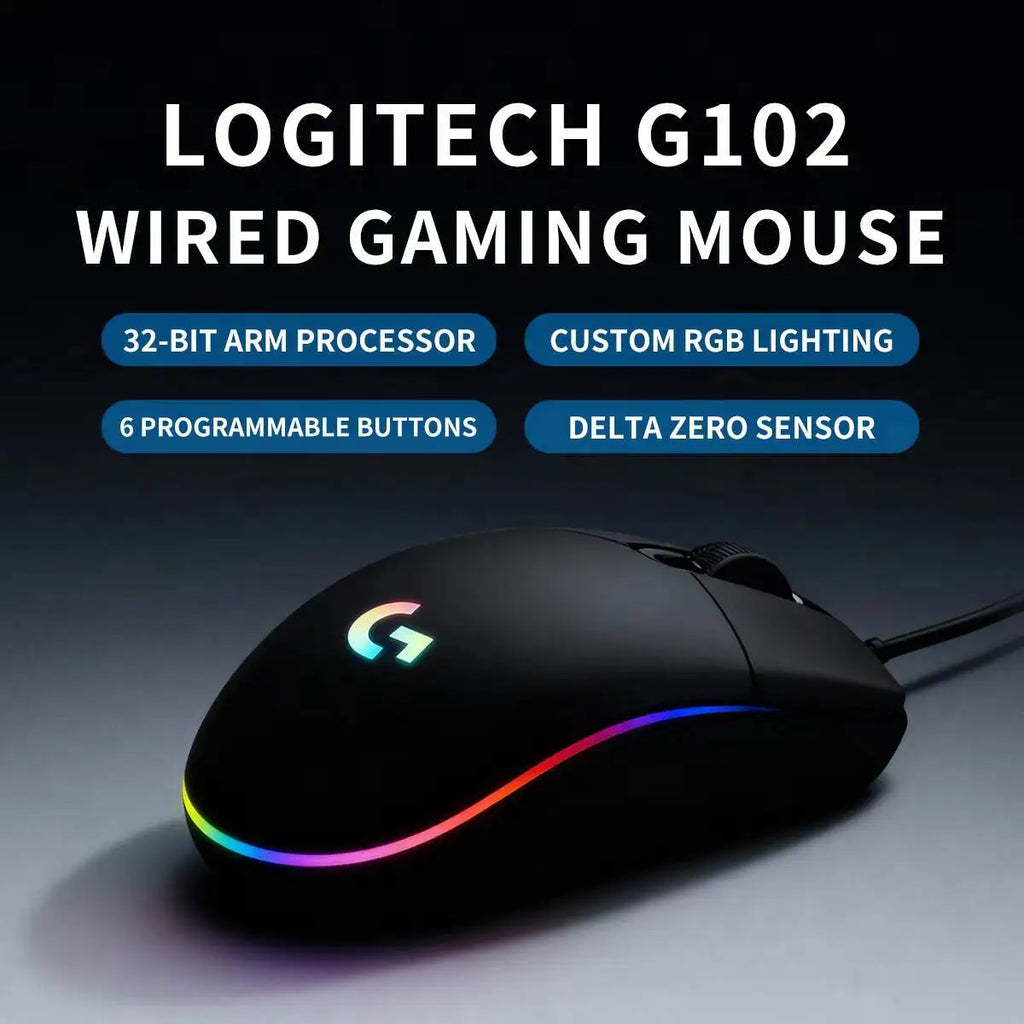 Logitech G102 Wired Gaming Mouse, 1000Hz Polling, 20M Click Durability, RGB Backlit, 6 Keys for Long Sessions