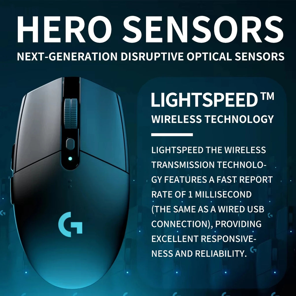 Logitech G304 Wireless Gaming Mice Portable High DPI RGB Optical Mouse Compatible with Notebook Desktop for Work Game