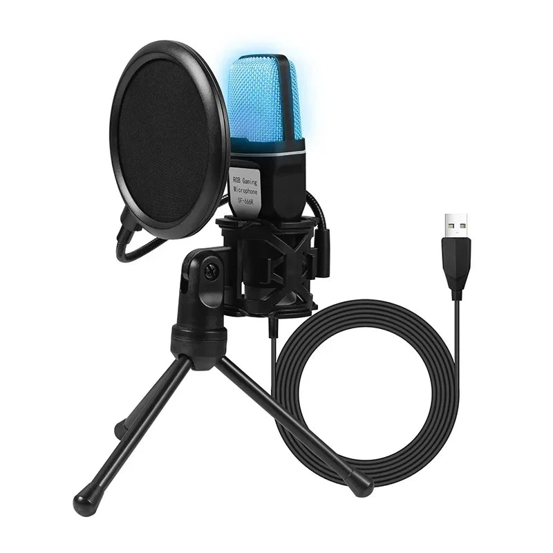 USB Microphone Clear Full RGB Capacitive Gaming Esports Desktop Microphone Live Conferencing Podcast Recording Studio Computer