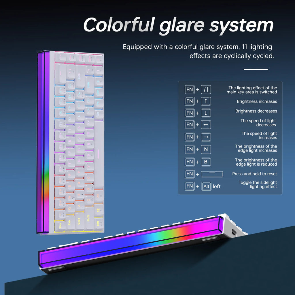 AJAZZ NK68 wired RGB colorful keyboard 68 keys compact contour side engraved keycaps 11 sets lighting Hot plug socket keyboard