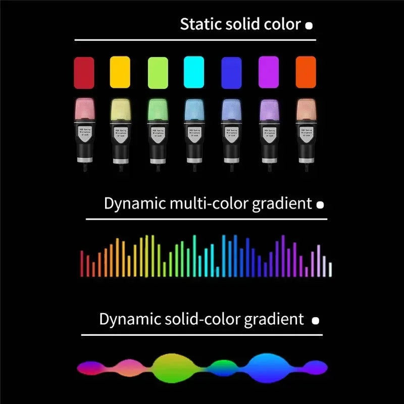 USB Microphone Clear Full RGB Capacitive Gaming Esports Desktop Microphone Live Conferencing Podcast Recording Studio Computer