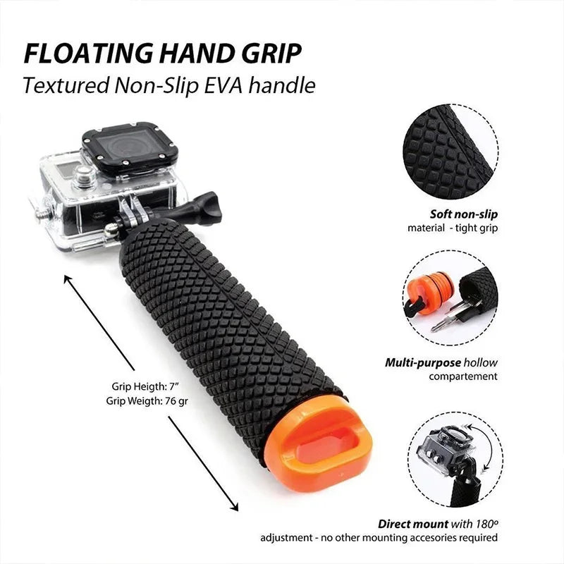 Action Camera Waterproof Water Floating Hand Grip For Gopro Hero Float Handle Mount Accessories For Xiaomi Yi SJ4000 DJI Osmo