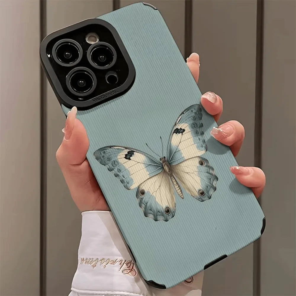 For iPhone 17 Pro Max Case Black Gold Glitter Butterfly Luxury Matte Hard Cover Compatible with iPhone 16 15 14 13 12 11