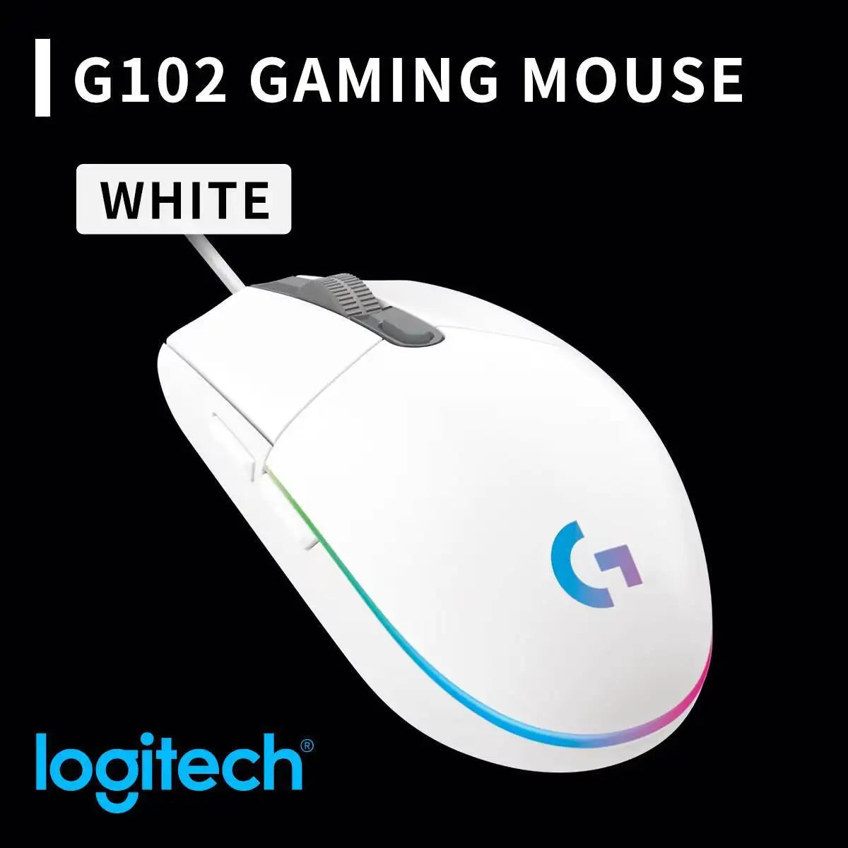 Logitech G102 Wired Gaming Mouse, 1000Hz Polling, 20M Click Durability, RGB Backlit, 6 Keys for Long Sessions