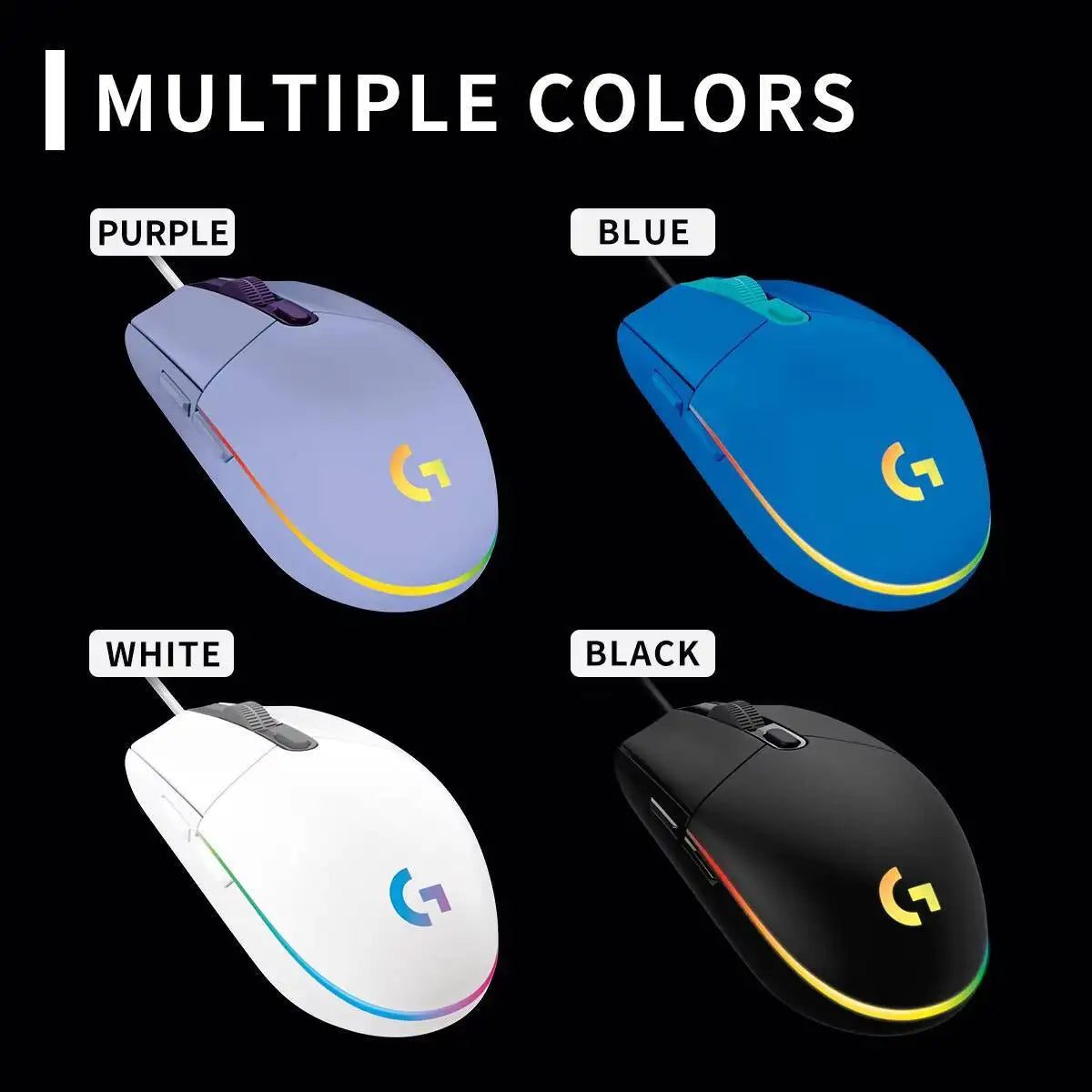 Logitech G102 Wired Gaming Mouse, 1000Hz Polling, 20M Click Durability, RGB Backlit, 6 Keys for Long Sessions