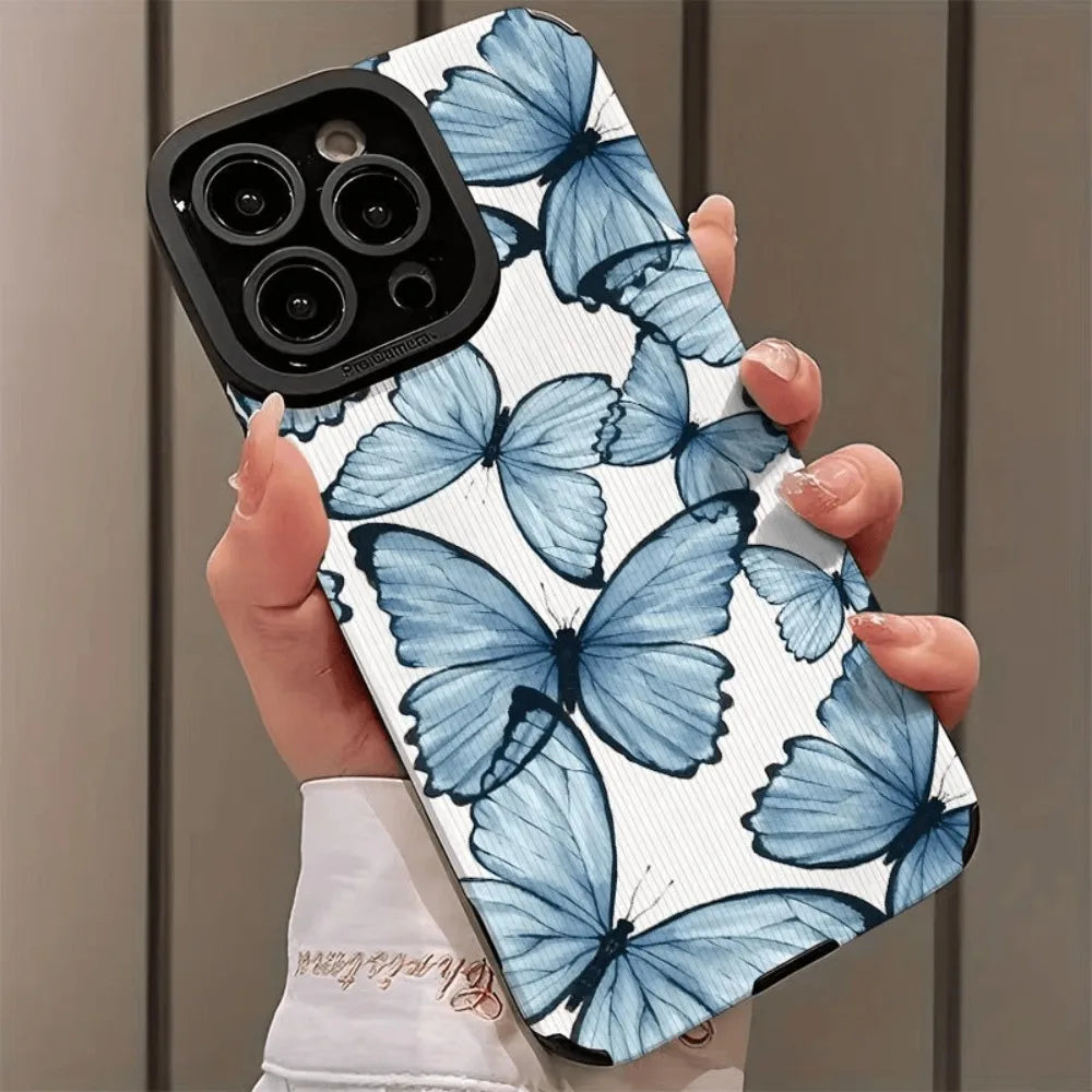 For iPhone 17 Pro Max Case Black Gold Glitter Butterfly Luxury Matte Hard Cover Compatible with iPhone 16 15 14 13 12 11