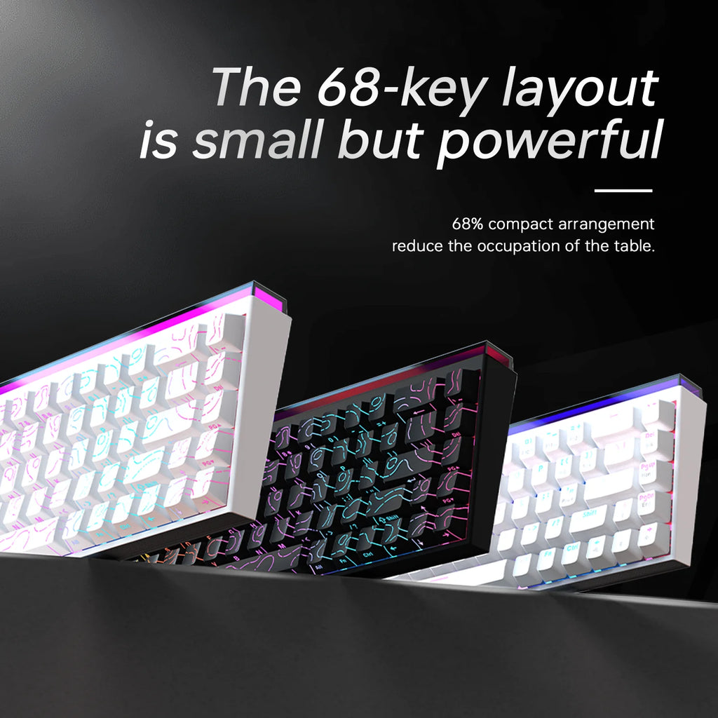 AJAZZ NK68 wired RGB colorful keyboard 68 keys compact contour side engraved keycaps 11 sets lighting Hot plug socket keyboard